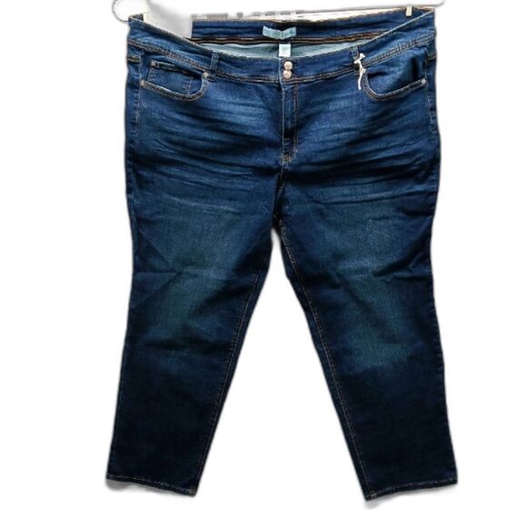 Cato Curvy Straight Dark Wash Stretchy Denim Jeans Woman 26W. 48-inch. NEW NWT.. - Picture 1 of 13